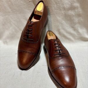 Salvatore Ferragamo Men's 10.5 Brown Leather Cap Toe Oxford Dress Shoes